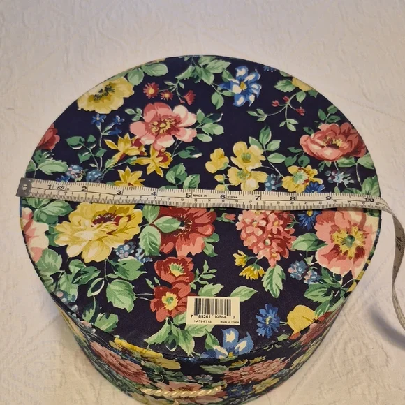 Floral Hat Box with Rope Handle - 10" - Picture 5 of 8